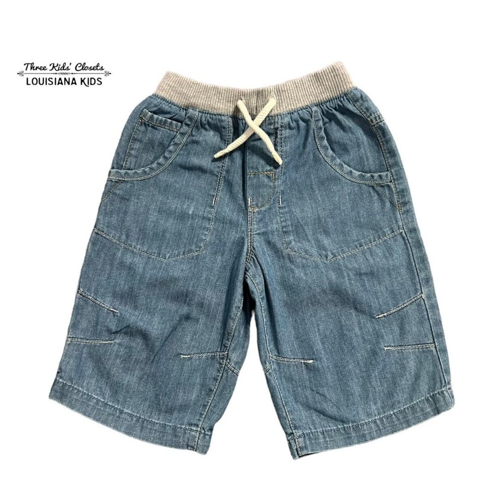 Next 5-6Y Chambray Denim Drawstring Shorts